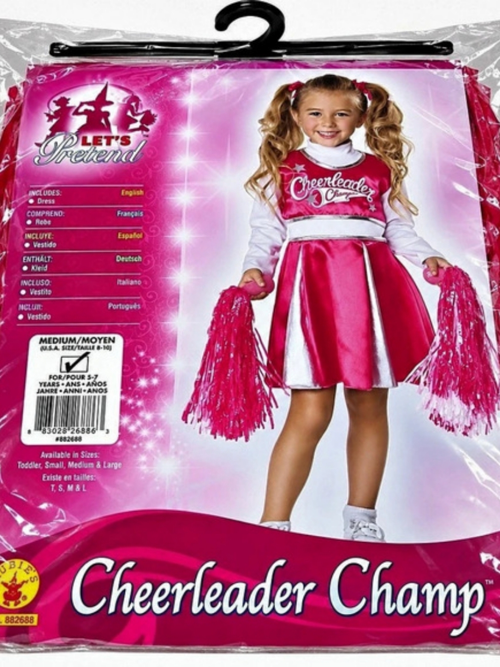 Let's Pretend Cheerleader Champ Cheerleader Costume Girls Medium NWT Hsloween